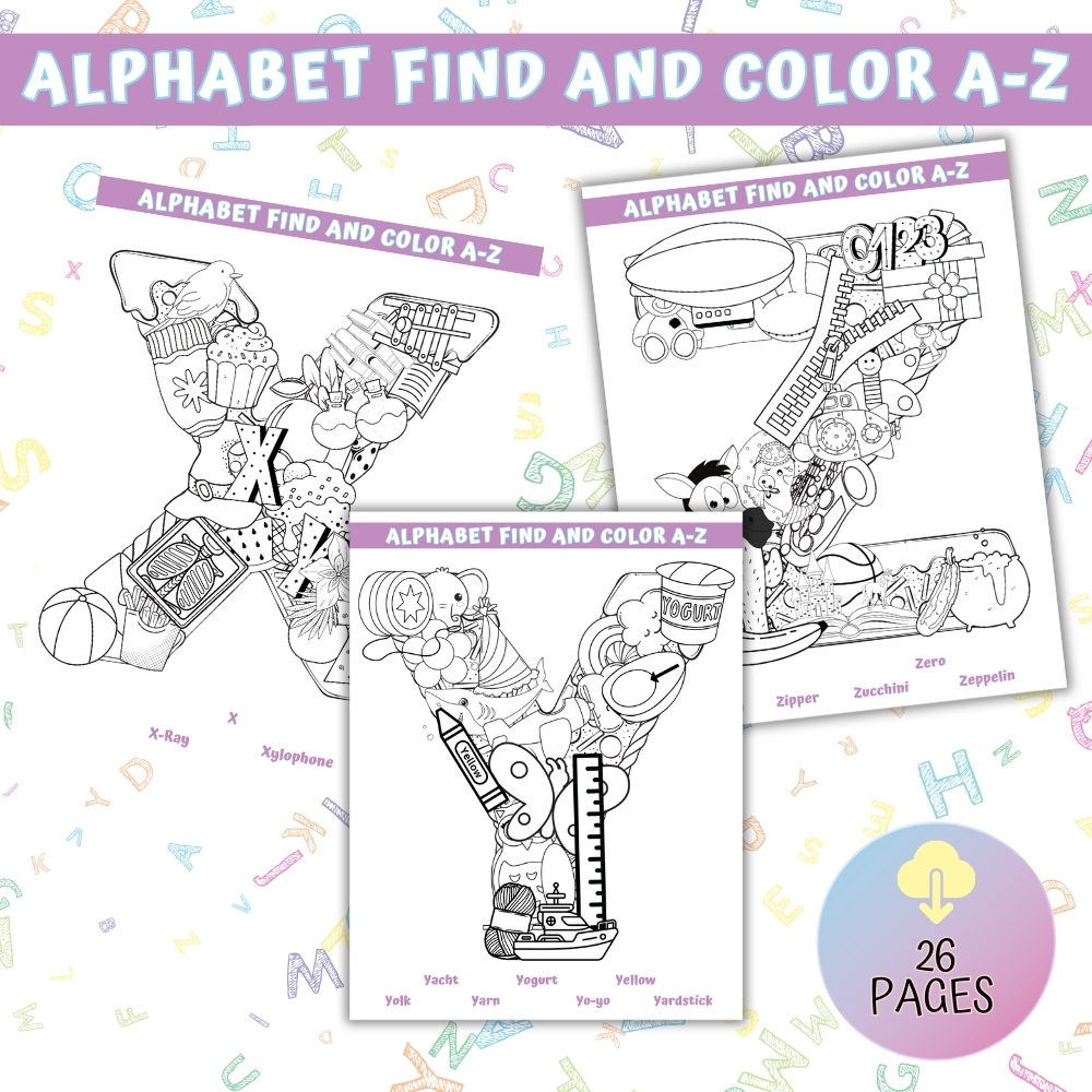 Alphabet Find and Color A-Z Activity Book for Kids